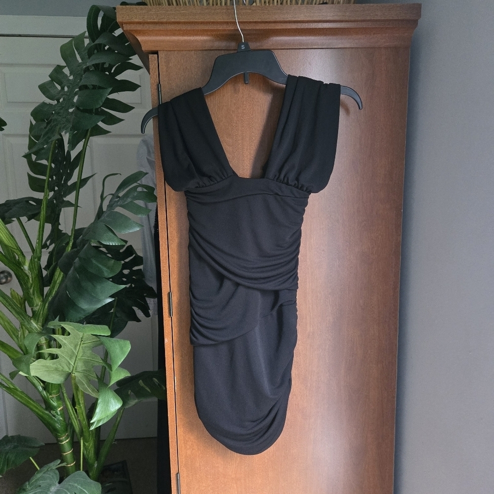 Zara Black Halter Black Bodycon Mini Dress